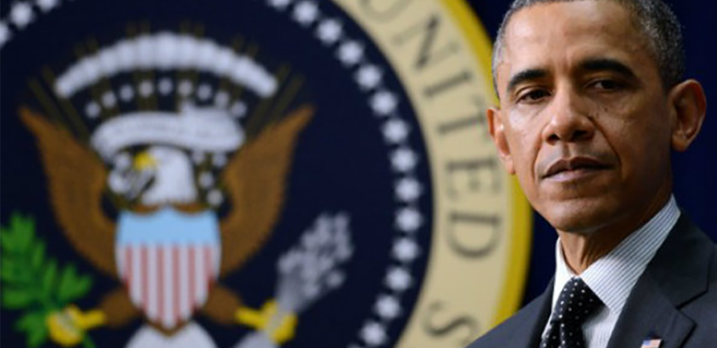 President Barack Obama looking down
