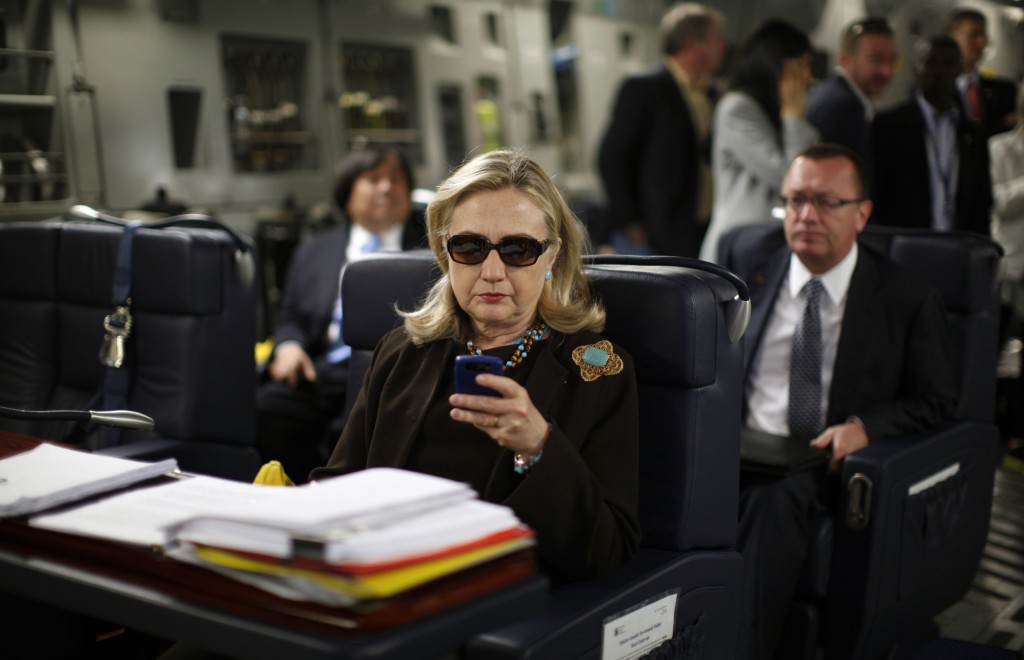 Hillary Clinton on phone