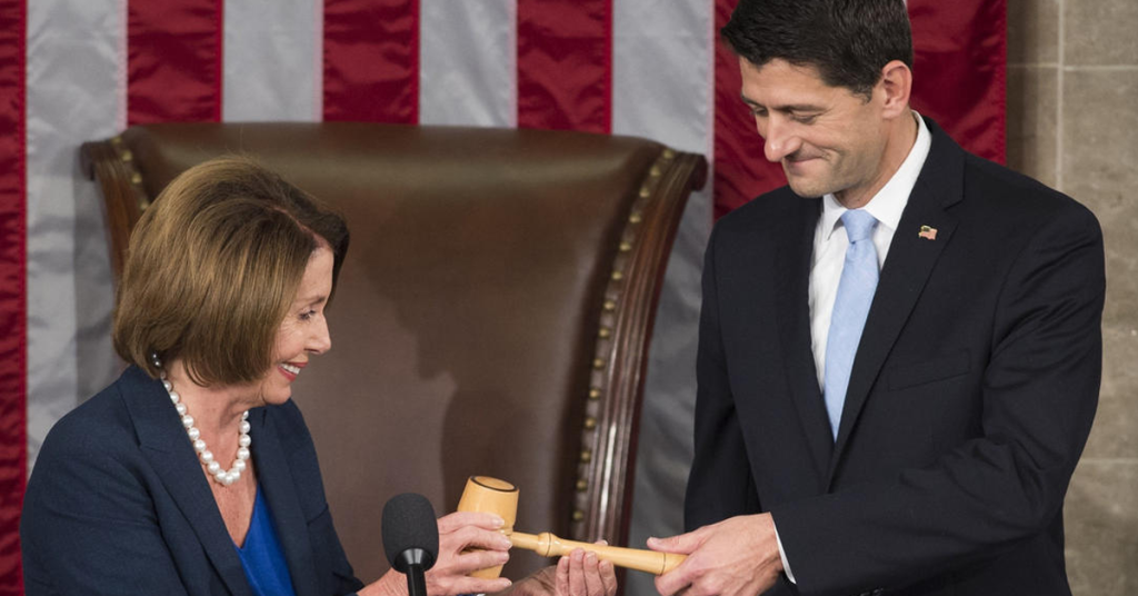 Paul Ryan receives gavel from Nancy Pelosi as House speaker