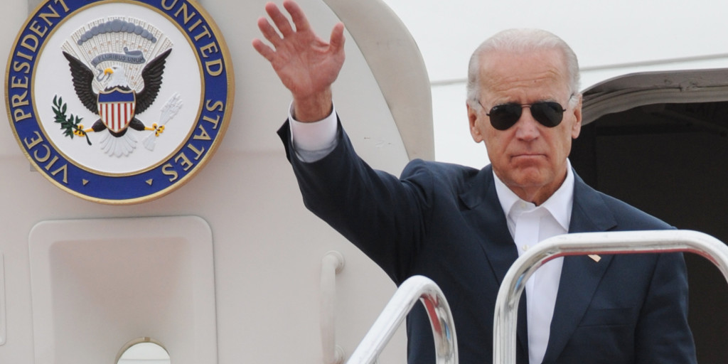 US Vice President Joe Biden waves as he