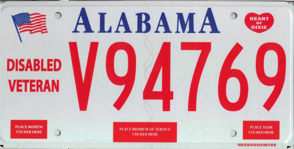 Alabama Disabled Veteran License Plate