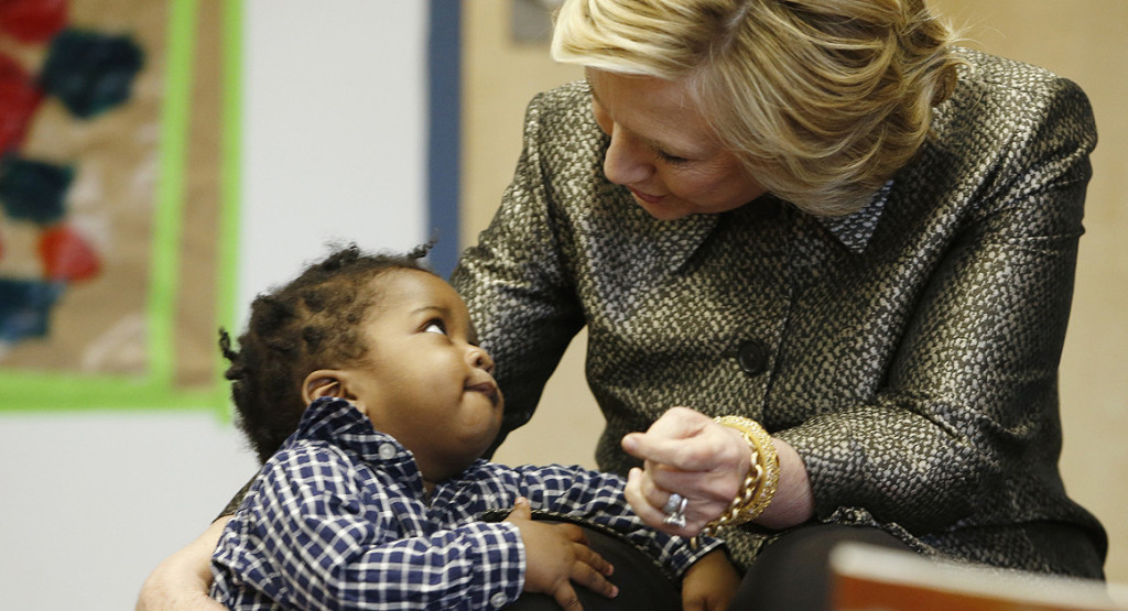 Hillary Clinton with little boy