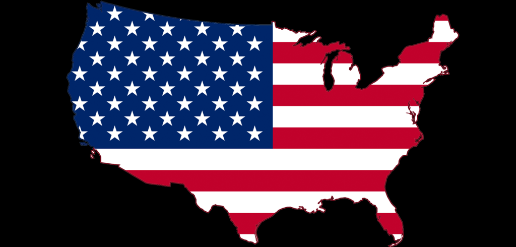 American flag map of USA