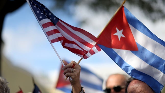 United States and Cuba flags