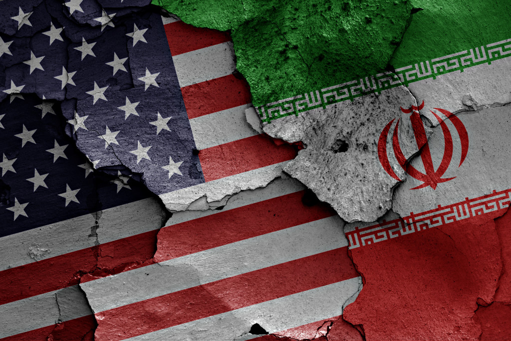 United States of America and Iran flags