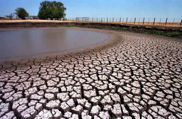 A stock pond south of Dallas, TX, dries up due to