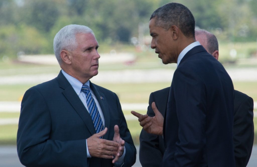 Mike Pence and Barack Obama