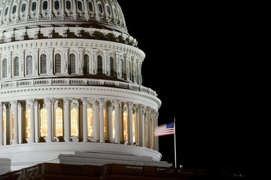 US Capitol at night