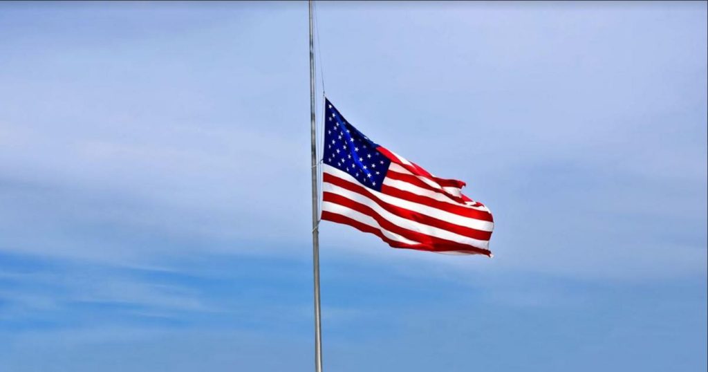 half staff mast American flag