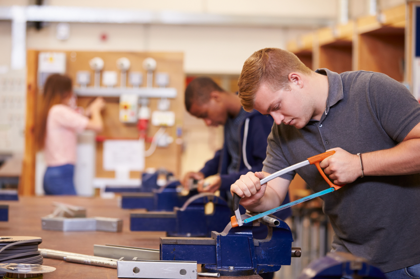 College Students Training To Become Electricians