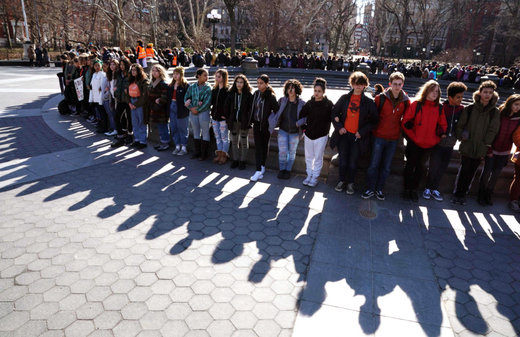 Image: Students from Harvest Collegiate High School take part in a national walkout to protest gun violence