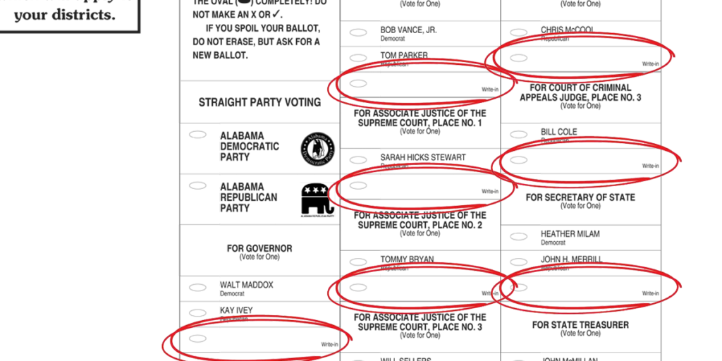 Alabama write in votes