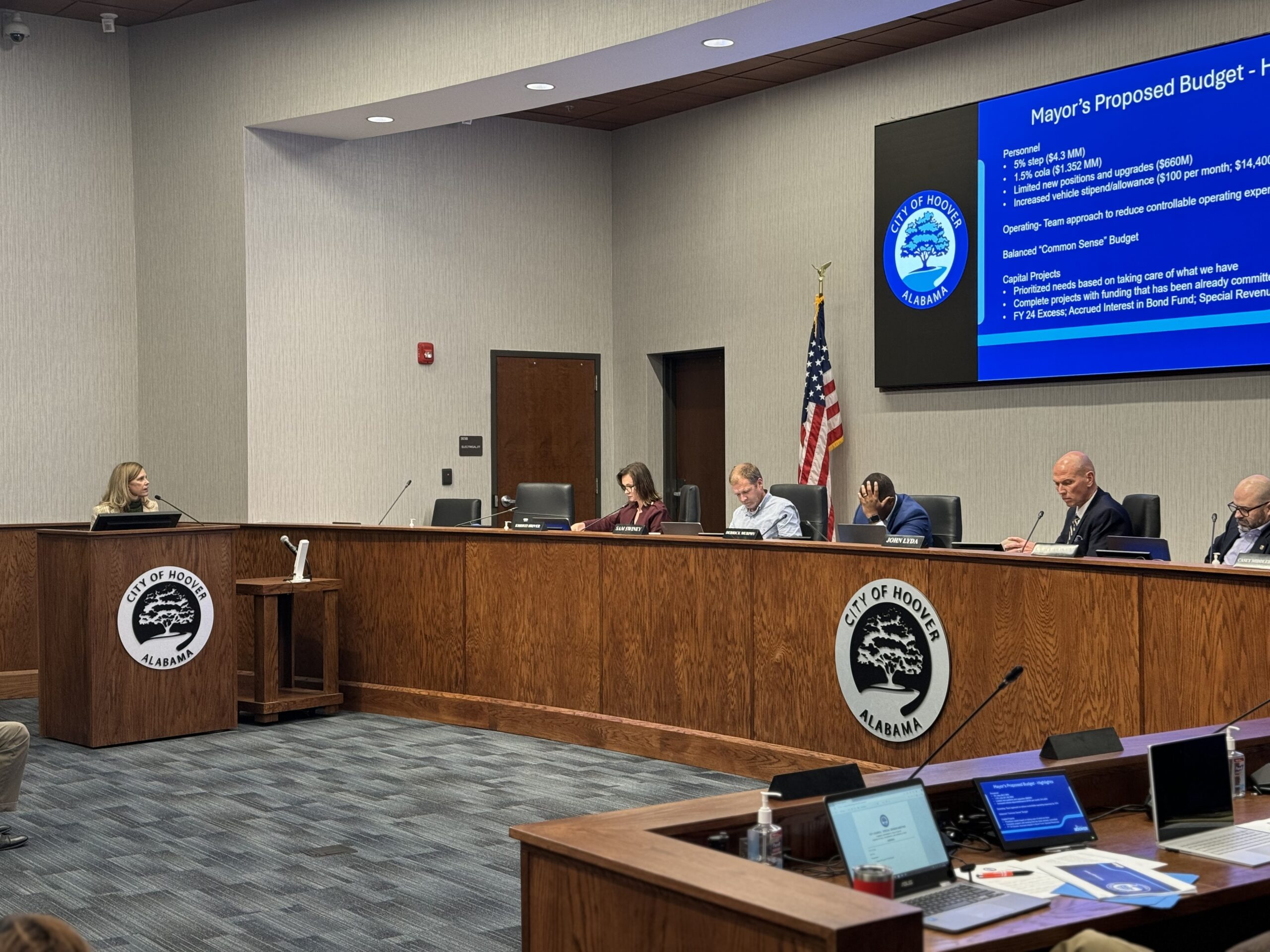 Jennifer Cornett presents 2025 Proposed Budget to City Council Photo: Alabama Today